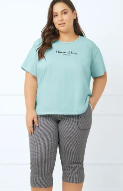 Damskie Italian Fashion Piżamy Bawełniane|Bielizna Homewear - Piżama damka na krótki rękaw i 3/4 podnie Taria