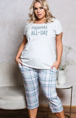 Piżama damska na krótki rękaw z nogawką 3/4 Glamour