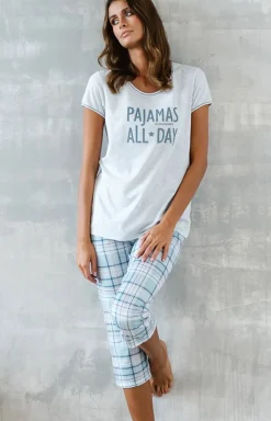 Piżama damska na krótki rękaw z nogawką 3/4 Glamour