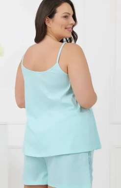 Damskie Italian Fashion Piżamy Damskie Krótkie|Piżamy Damskie - Piżama damska na ramiączkach jasnoturkusowa Sensual