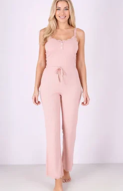 Damskie Passion Piżamy Damskie Krótkie|Bielizna Homewear - Piżaa daka z długą nogawką różowa NOCTIVIE