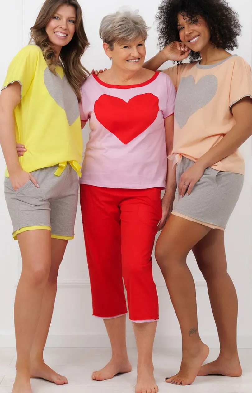 Damskie Italian Fashion Piżamy Damskie Krótkie|Piżamy Damskie - Piżaa daka ze podenkai żółto-zara abrina