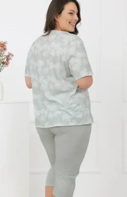 Piżama damska ze spodniami 3/4 miętowa Eleni