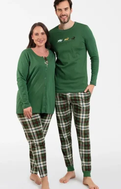 Damskie Italian Fashion Bielizna Ciążowa|Ciążowa Bielizna Nocna - Piżaa daka zieona w kratę Aaa
