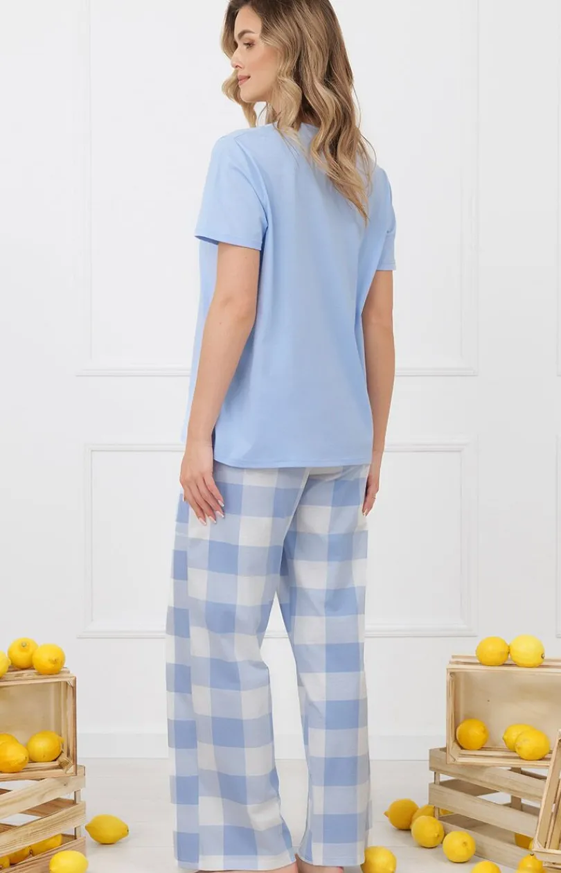 Damskie Italian Fashion Bielizna Homewear|Piżamy Damskie - Piżaa daka z krótki rękawe i długii podniai ika