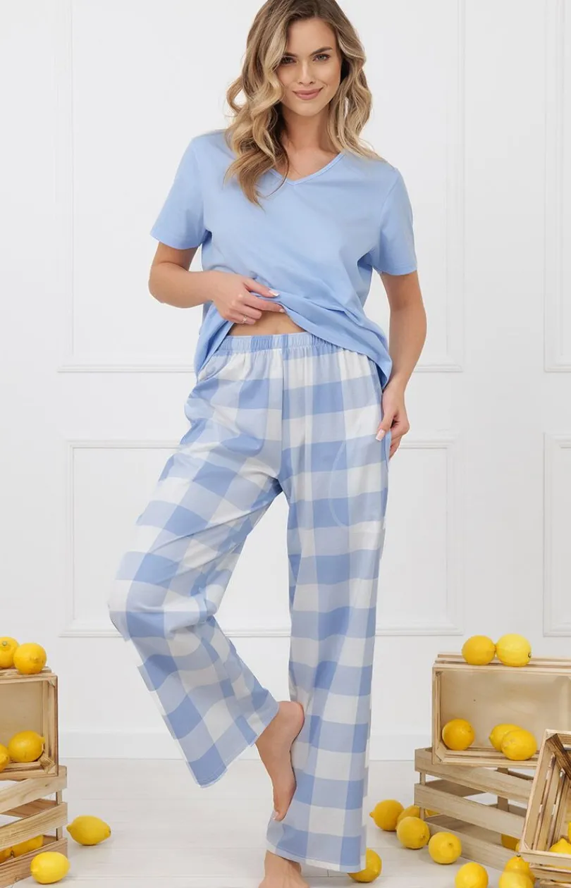 Damskie Italian Fashion Bielizna Homewear|Piżamy Damskie - Piżaa daka z krótki rękawe i długii podniai ika