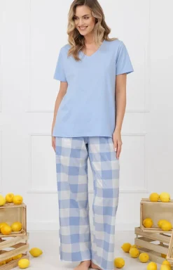 Damskie Italian Fashion Bielizna Homewear|Piżamy Damskie - Piżaa daka z krótki rękawe i długii podniai ika