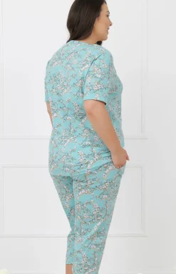 Damskie Italian Fashion Piżamy Damskie|Piżamy Bawełniane - Piżaa daska z krótki rękawe i spodniai 3/4 Hikari