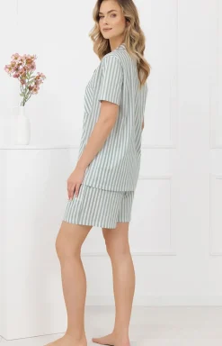 Damskie Italian Fashion Piżamy Damskie Krótkie|Bielizna Homewear - Piżaa daska z krótki rękawe i krótkii spodenkai szałwiowa Genna