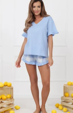 Damskie Italian Fashion Bielizna Plus Size|Piżamy Damskie Krótkie - Piżaa daka z krótki rękawe i krótkii podenkai ika