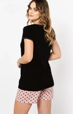 Damskie Italian Fashion Piżamy Bawełniane|Piżamy Rodzinne - Piżama damska z krótkim rękawem i krótkimi spodenkami Bonilla