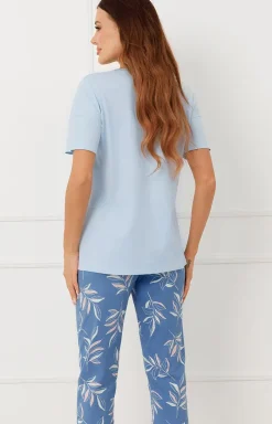 Damskie Italian Fashion Piżamy Damskie Krótkie|Piżamy Damskie - Piżama damska z krótkim rękawem niebieska Erula