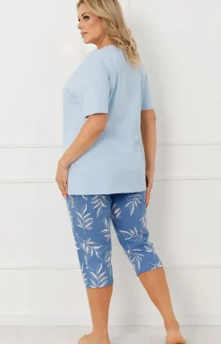 Damskie Italian Fashion Piżamy Damskie Krótkie|Piżamy Damskie - Piżama damska z krótkim rękawem niebieska Erula