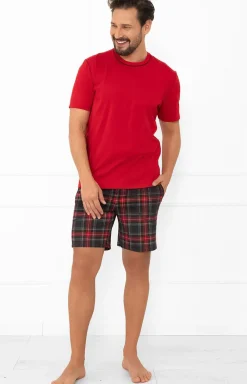 Męskie Italian Fashion Piżamy Męskie - Piżama męska krótki rękaw, krótkie spodnie Rusoli