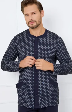 Męskie Italian Fashion Piżamy Męskie - Piżama męska na długi rękaw i długie spodnie Rajmund