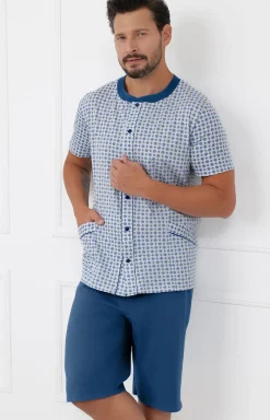Męskie Italian Fashion Piżamy Męskie - Piżaa ęska na krótki rękaw i spodniai 1/2 Hoer