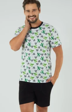 Męskie Italian Fashion Piżamy Męskie - Piżaa ęka na krótki rękaw i z krótkii podniai Pico