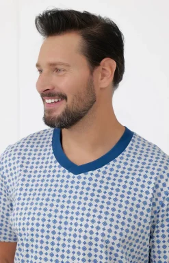 Męskie Italian Fashion Piżamy Męskie - Piżaa ęska na krótki rękaw i z krótkii spodenkai Nigier