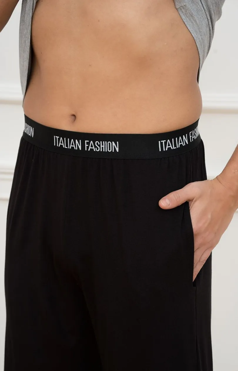 Męskie Italian Fashion Piżamy Męskie - Piżaa ęka z długii nogawkai zaro-czarna Dalla