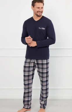 Męskie Italian Fashion Piżamy Męskie - Piżaa ęska z długi rękawe i długii spodniai Edwin