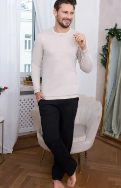 Męskie/Damskie Italian Fashion Piżamy Bawełniane|Piżamy Męskie - Piżaa ęka z długi rękawe i długą nogawką Zerat