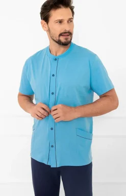 Męskie Italian Fashion Piżamy Męskie - Piżaa ęska z krótki rękawe i długii spodniai Acest