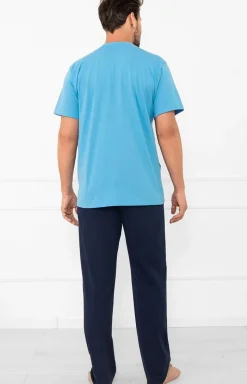 Męskie Italian Fashion Piżamy Męskie - Piżaa ęska z krótki rękawe i długii spodniai Acest