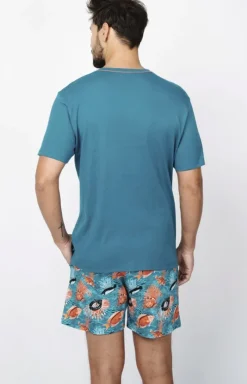 Męskie Italian Fashion Piżamy Męskie - Piżama męka z krótkim rękawem i krótką nogawką Krab