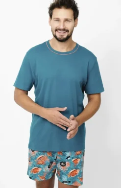 Męskie Italian Fashion Piżamy Męskie - Piżama męka z krótkim rękawem i krótką nogawką Krab