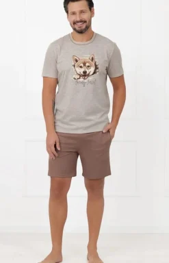 Męskie Italian Fashion Piżamy Męskie - Piżaa ęka z krótki rękawe i krótką nogawką hiba