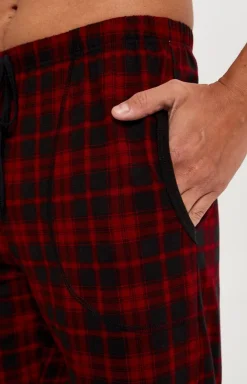 Męskie Italian Fashion Piżamy Męskie - Piżamowe spodnie męskie w kratę długie Zeman