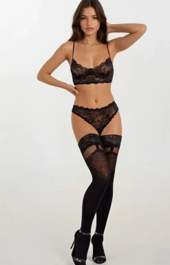 Damskie LivCo Corsetti Fashion Pończochy Samonośne|Pończochy - Pończochy damskie czarne Laida 40 DEN