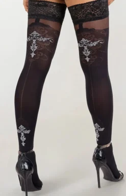 Damskie LivCo Corsetti Fashion Pończochy Samonośne|Pończochy - Pończochy damskie czarne Laida 40 DEN