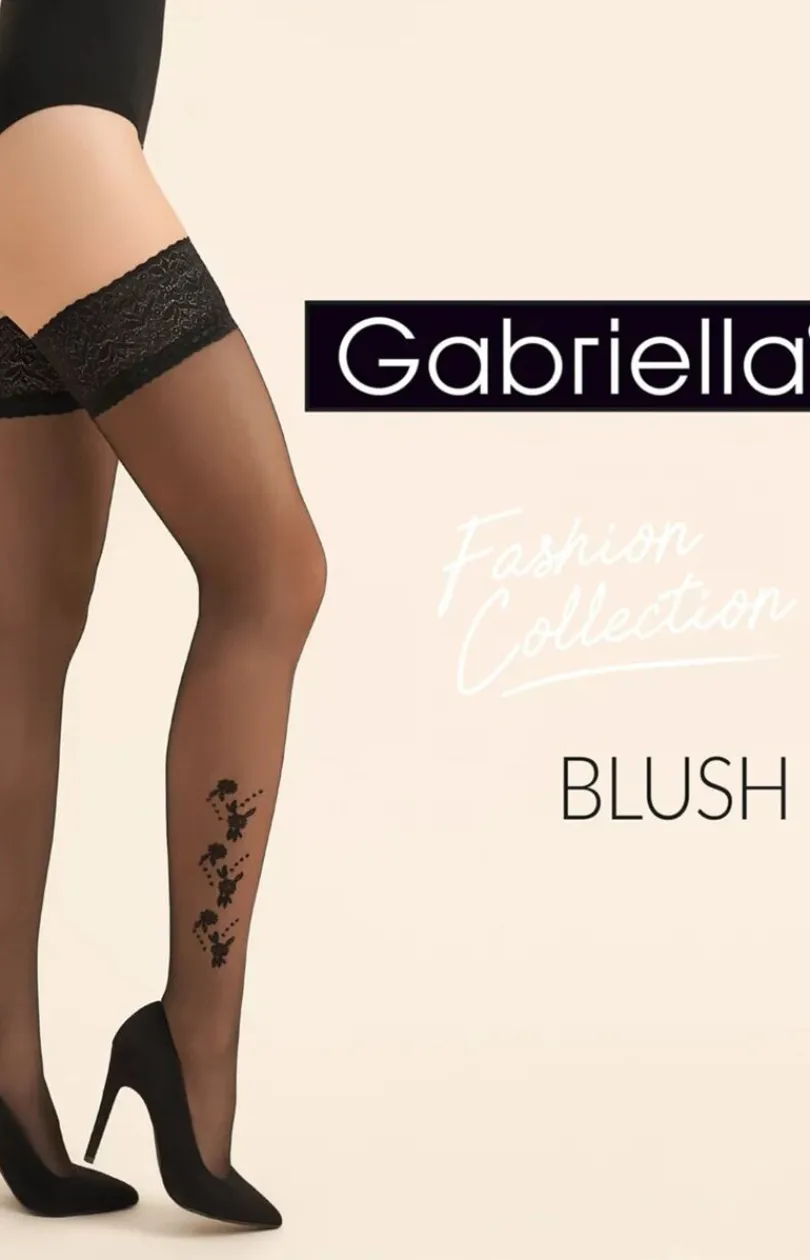 Damskie Gabriella Pończochy Samonośne|Pończochy - Pończochy damskie samonośne czarne Calze Blush 20 DEN