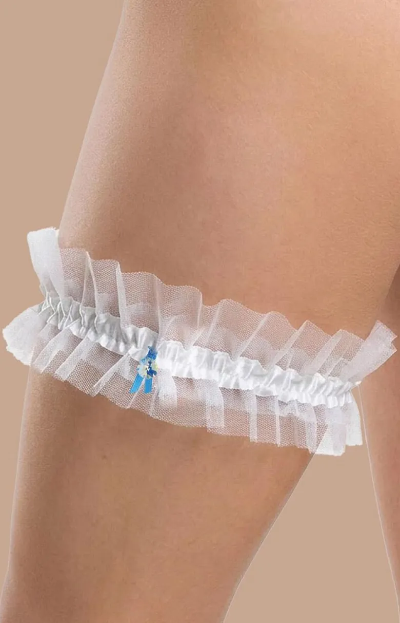 Marilyn Podwiązki|Podwiązki - Podwiązka ślubna z biżuteryjnym dodatkiem White Dream 01
