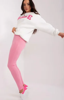 Damskie FactoryPrice Legginsy|Legginsy Damskie - Prążkowane legginsy damskie różowe EM-LG-780.11