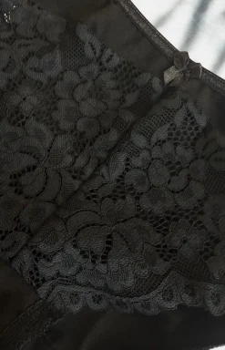 Damskie Róża Bielizna Plus Size|Figi Bawełniane - Pure Proie Nr 11 czarne bawełniane figi z koronką