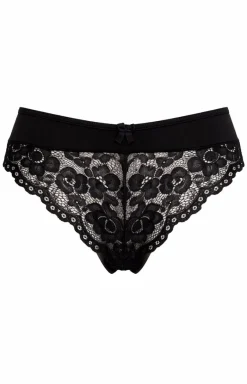 Damskie Róża Bielizna Plus Size|Figi Bawełniane - Pure Proie Nr 11 czarne bawełniane figi z koronką