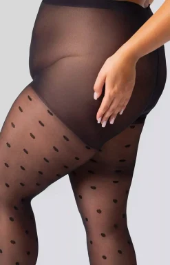 Mona Queen Size Rajstopy W Kropki|Rajstopy We Wzory - Rajstopy damskie w grochy plus size Polka Dot 30 DEN