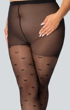 Rajstopy damskie w serduszka plus size Queen of hearts 30 DEN