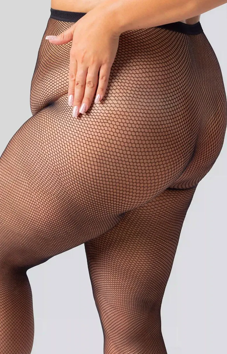 Rajstopy kabaretki czarne plus size Rete