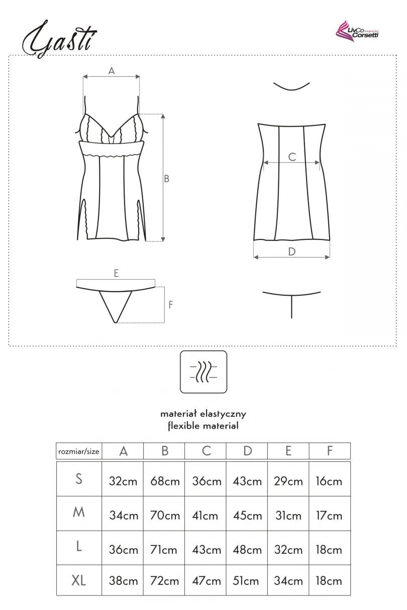 Damskie LivCo Corsetti Fashion Koszule Nocne Damskie|Seksowna Koszula Nocna - Satynowa koszuka nocna i stringi Yasti C 13431