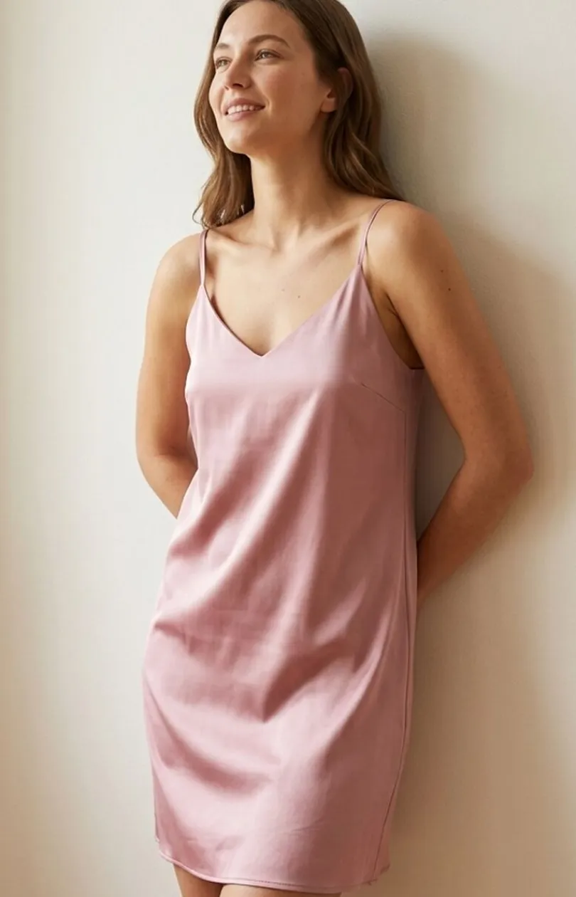 Damskie Momenti per me Koszule Nocne Damskie|Bielizna Plus Size - atynowa kozuka nocna pudrowy róż Buh Fizz