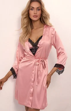 LivCo Corsetti Fashion Szlafroki I Peniuary - Satynowy szlafrok damski i stringi Ariladyen LC 90568