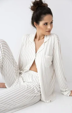 Damskie SENSIS Bielizna Homewear|Piżamy Damskie - długa piżaa daka rozpinana Aani