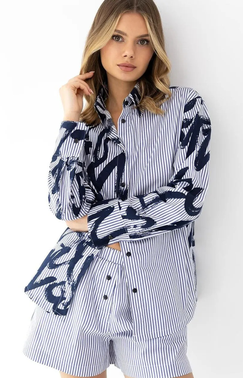 Damskie SENSIS Piżamy Damskie Krótkie|Bielizna Homewear - rozpinana piżaa daka Haie
