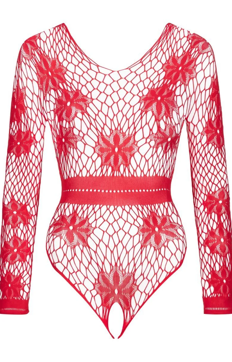 Siateczkowe body damskie czerwone Regina