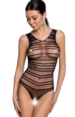 Siateczkowe czarne body damskie otwarte BS086