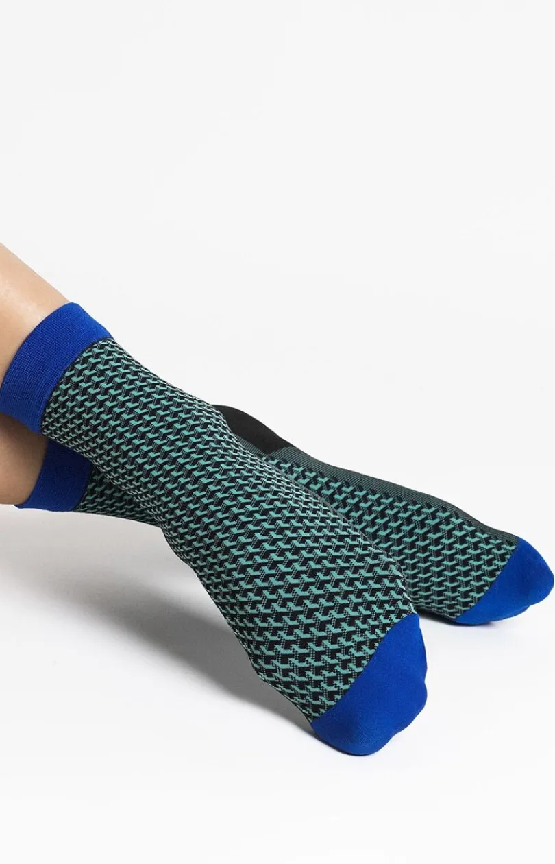 Damskie Fiore Kolorowe Skarpetki|Skarpetki - Skarpetki damskie wzorzyste Op-Art sea green 40 DEN