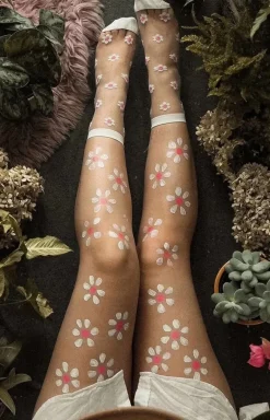 Skarpetki rajstopowe w różowe stokrotki Daisy 20 DEN